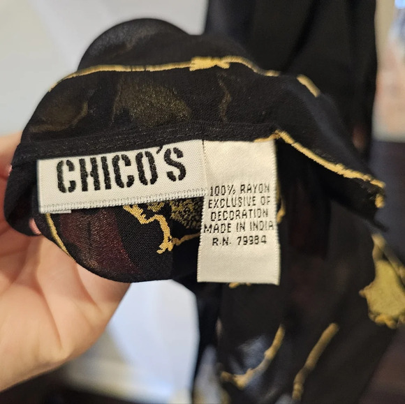 Chico's Women's Vintage Black Floral Rectangle Scarf 100% Rayon. Standard size. - Picture 6 of 6